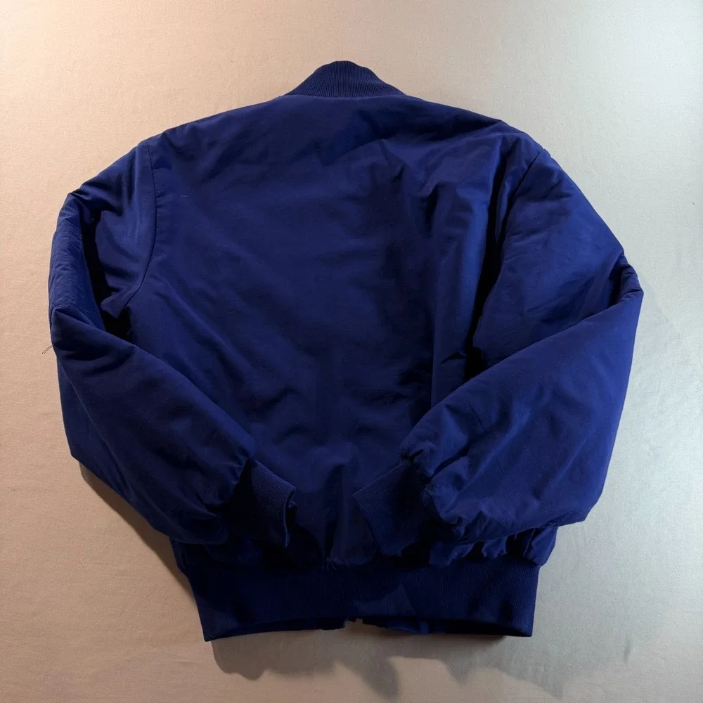 Vintage‎ Garrett Aviation Bomber Jacket Blue Insulated Zip Up Mens Medium